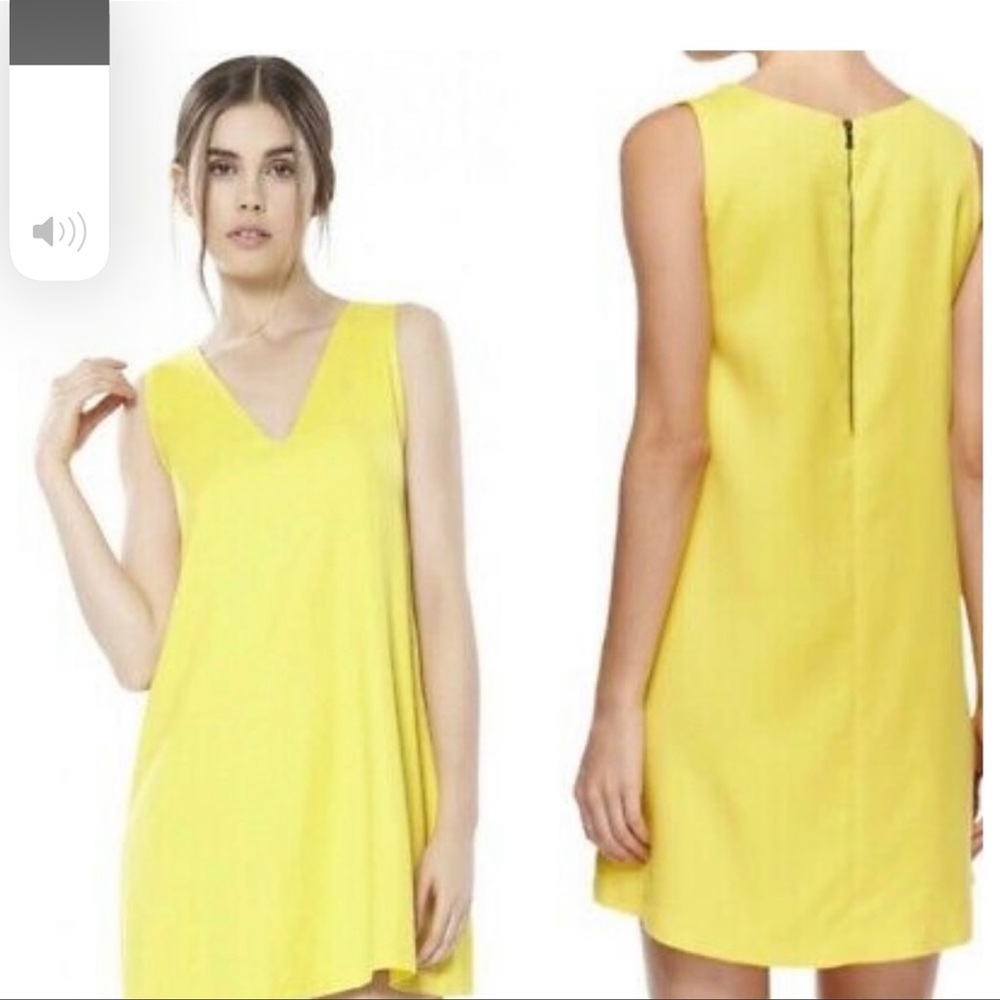 Alice and Olivia Coley Crew Mini Shift Dress Yellow A Line